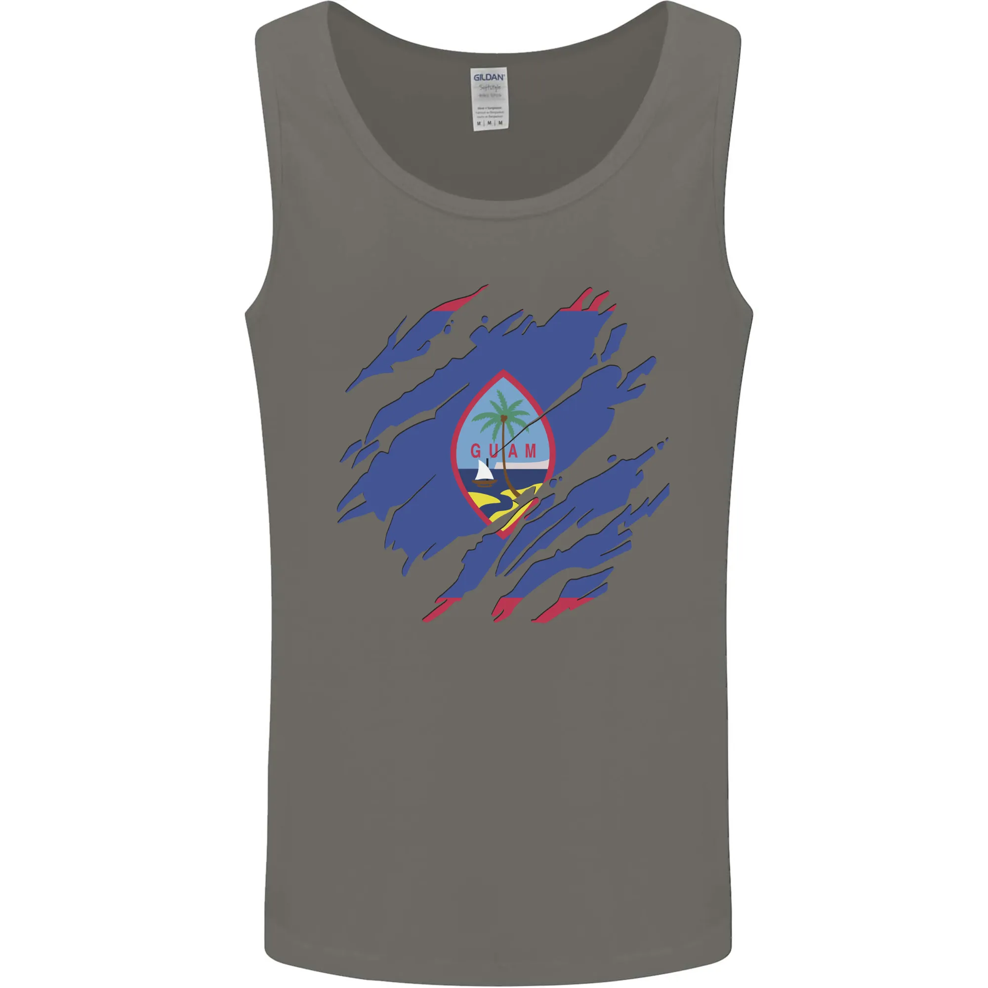 Torn Flag Guam Mens Vest Tank Top