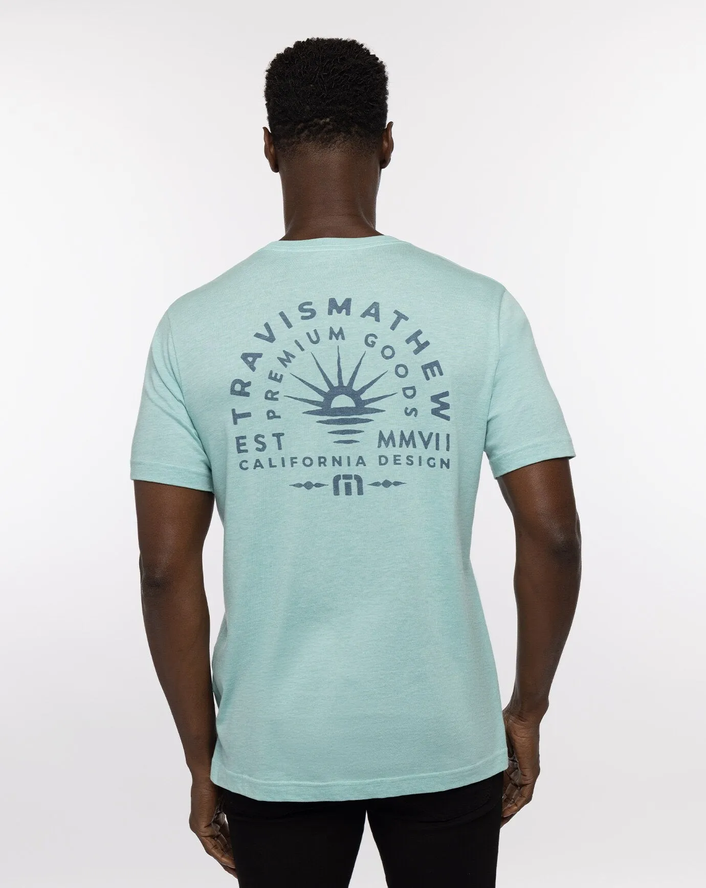 TRAVISMATHEW MENS PUERTO ESCONDIDO T-SHIRT - HEATHER TURQUOISE