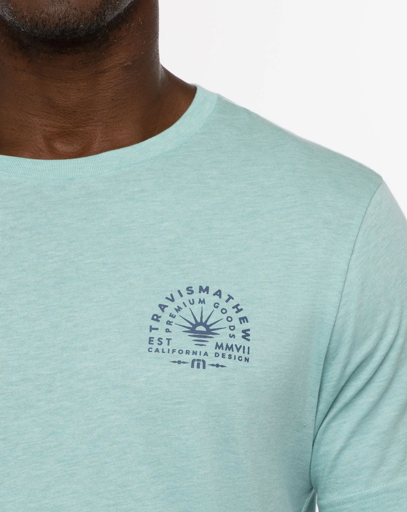 TRAVISMATHEW MENS PUERTO ESCONDIDO T-SHIRT - HEATHER TURQUOISE