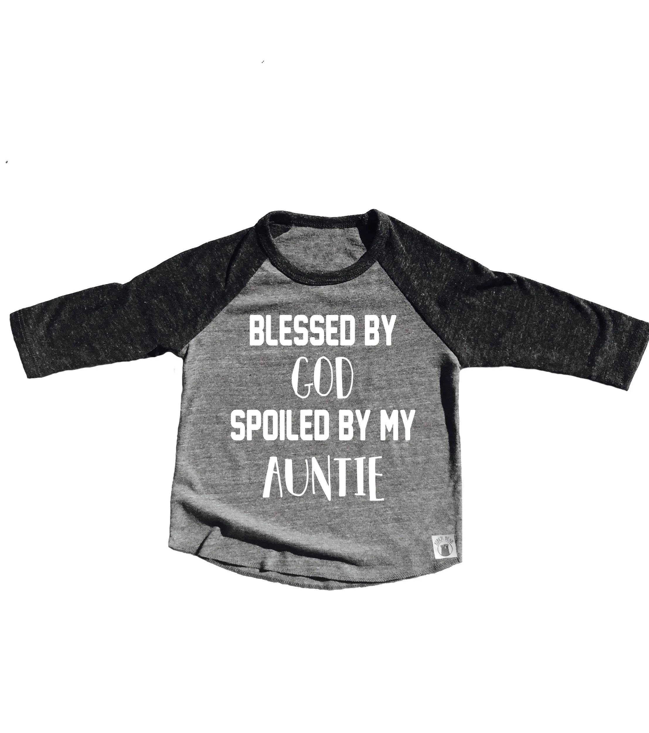 Trending Toddler Baseball Tee Triblend Blessed By God Spoiled By My Auntie - Funny Toddler Shirt