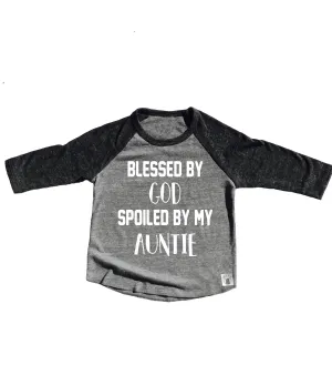 Trending Toddler Baseball Tee Triblend Blessed By God Spoiled By My Auntie - Funny Toddler Shirt