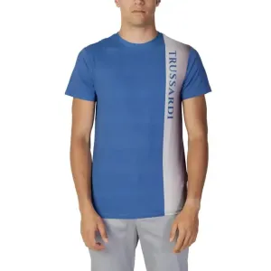 Trussardi Beachwear Men's Blue Short-Sleeve Polyester T-Shirt