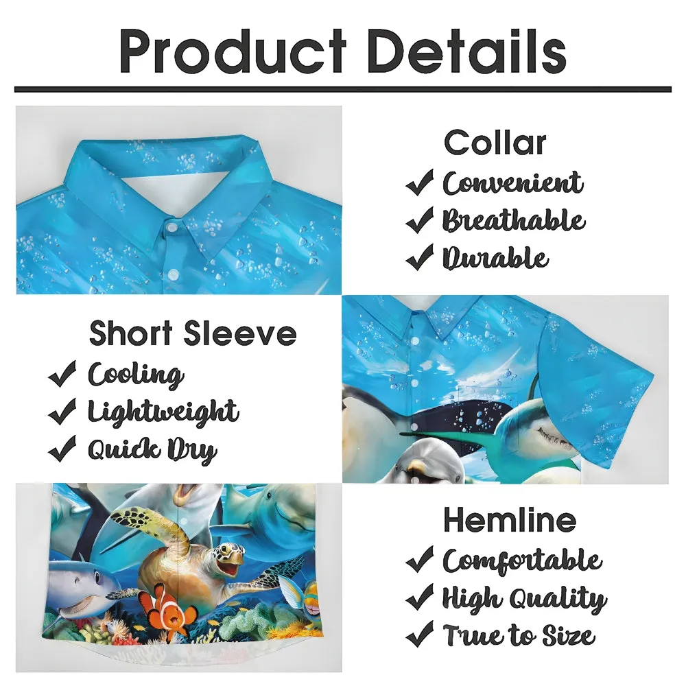 Underwater World Animal Fun Print Casual Large Size Short Sleeve Shirt 2407001179