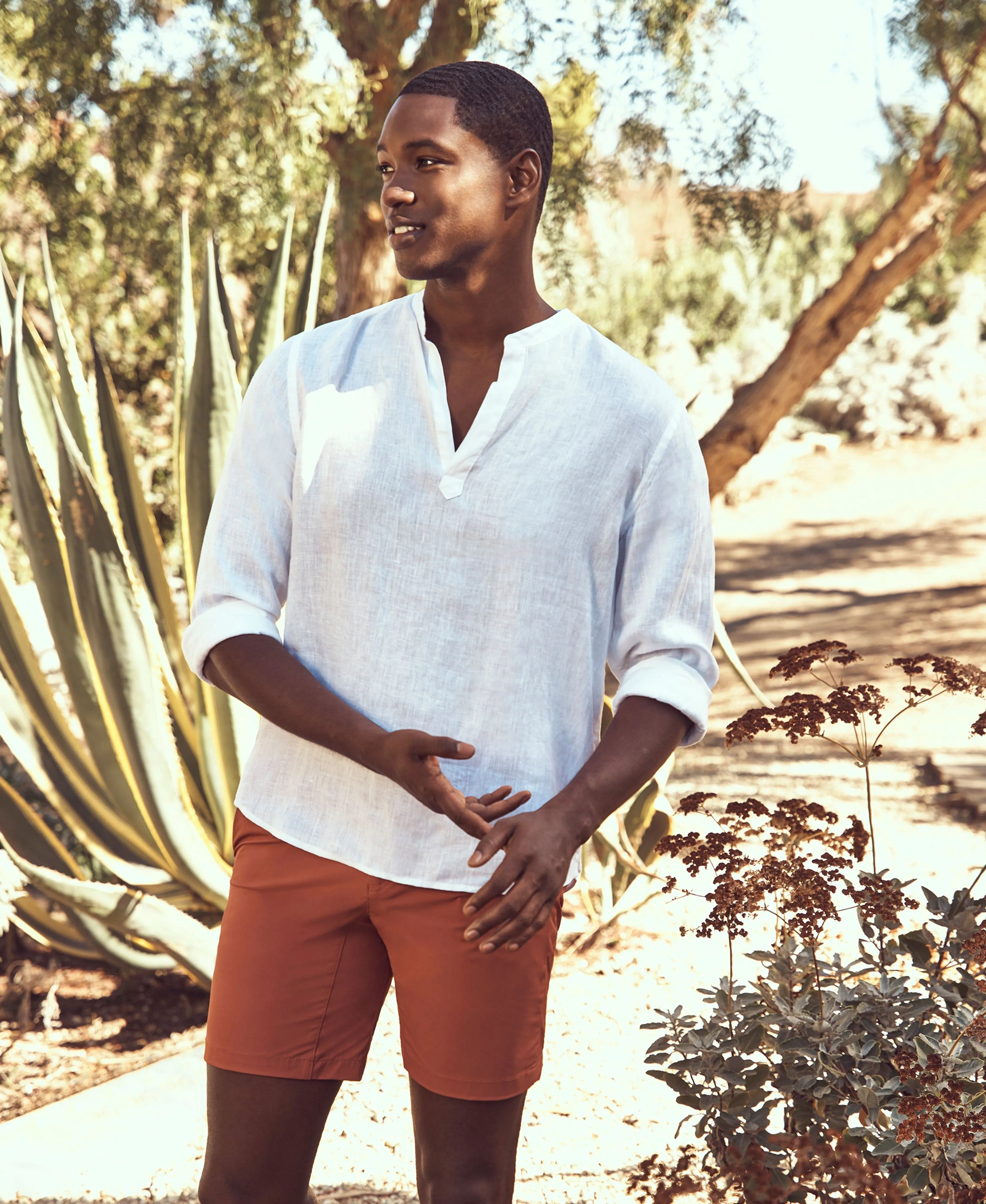 Untucked Linen Solid Popover Shirt