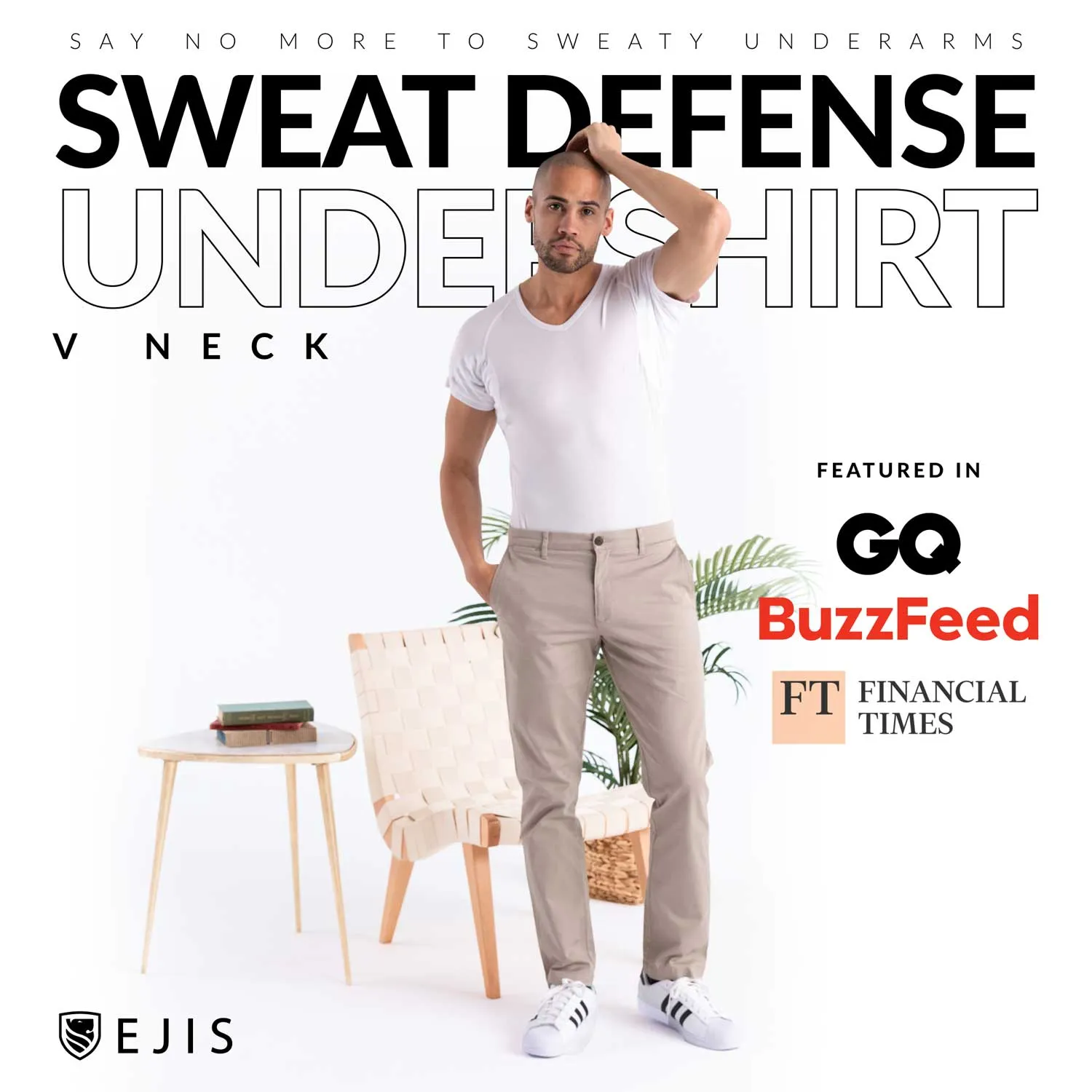 V-Neck Micro Modal Sweat Proof Undershirt For Men - White 3-Pack