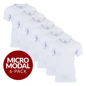 V-Neck Micro Modal Sweat Proof Undershirt For Men - White 6-Pack
