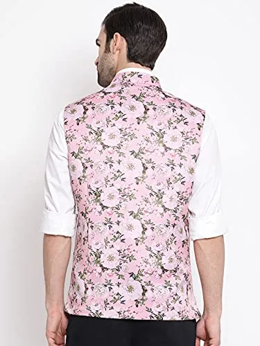 VASTRAMAY Men's Neheru Modi Ethnic Jacket (VASMJ055PN_40_40_Pink)