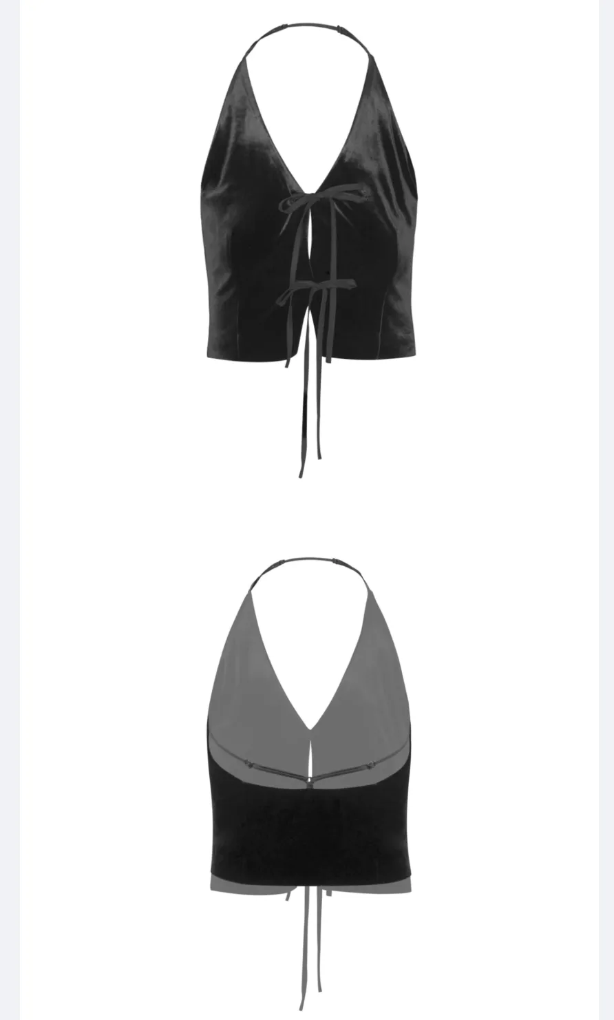 Velvet Lace-Up Halter Top