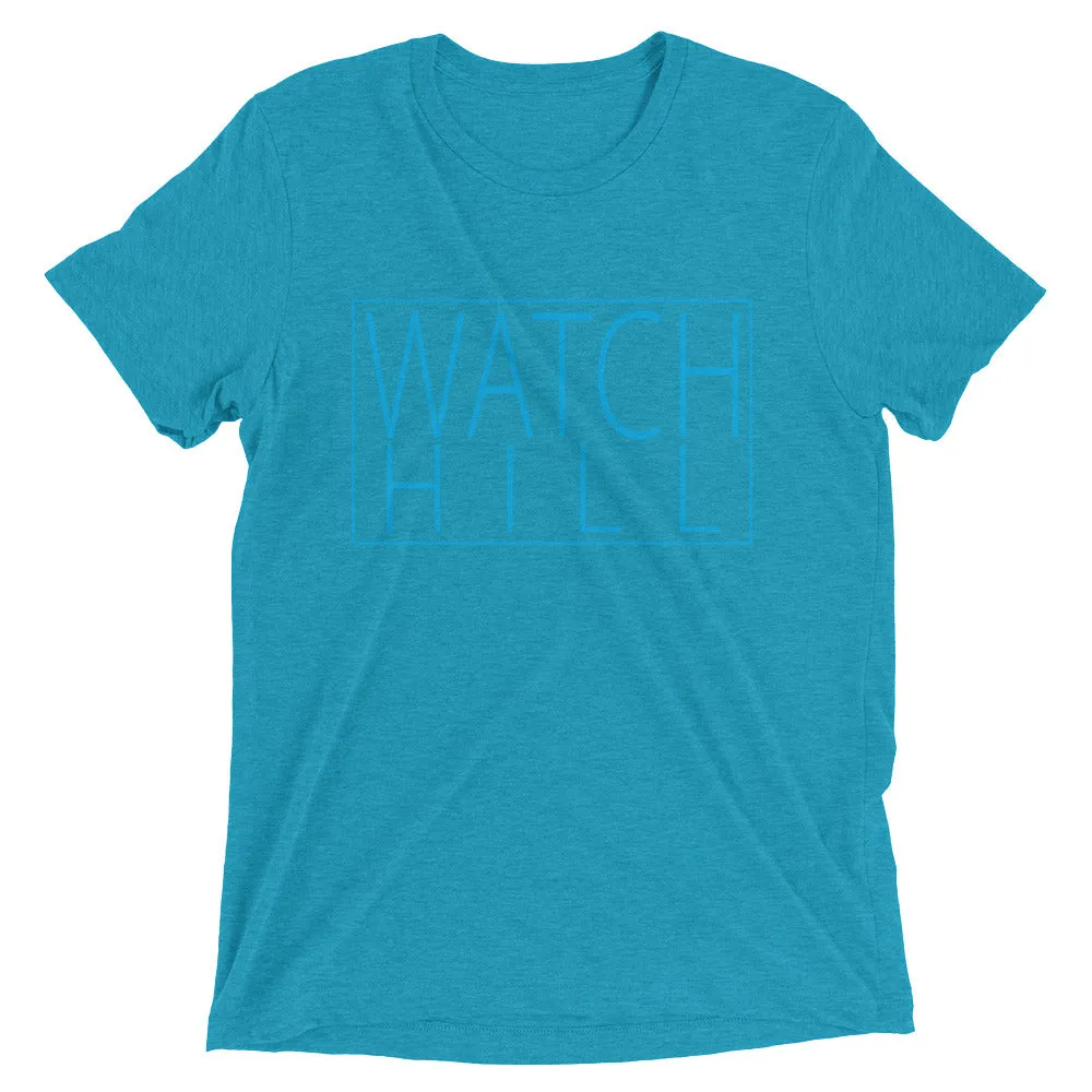 Watch Hill Rectangular Logo Premium Unisex Short Sleeve T-shirt (Cyan)