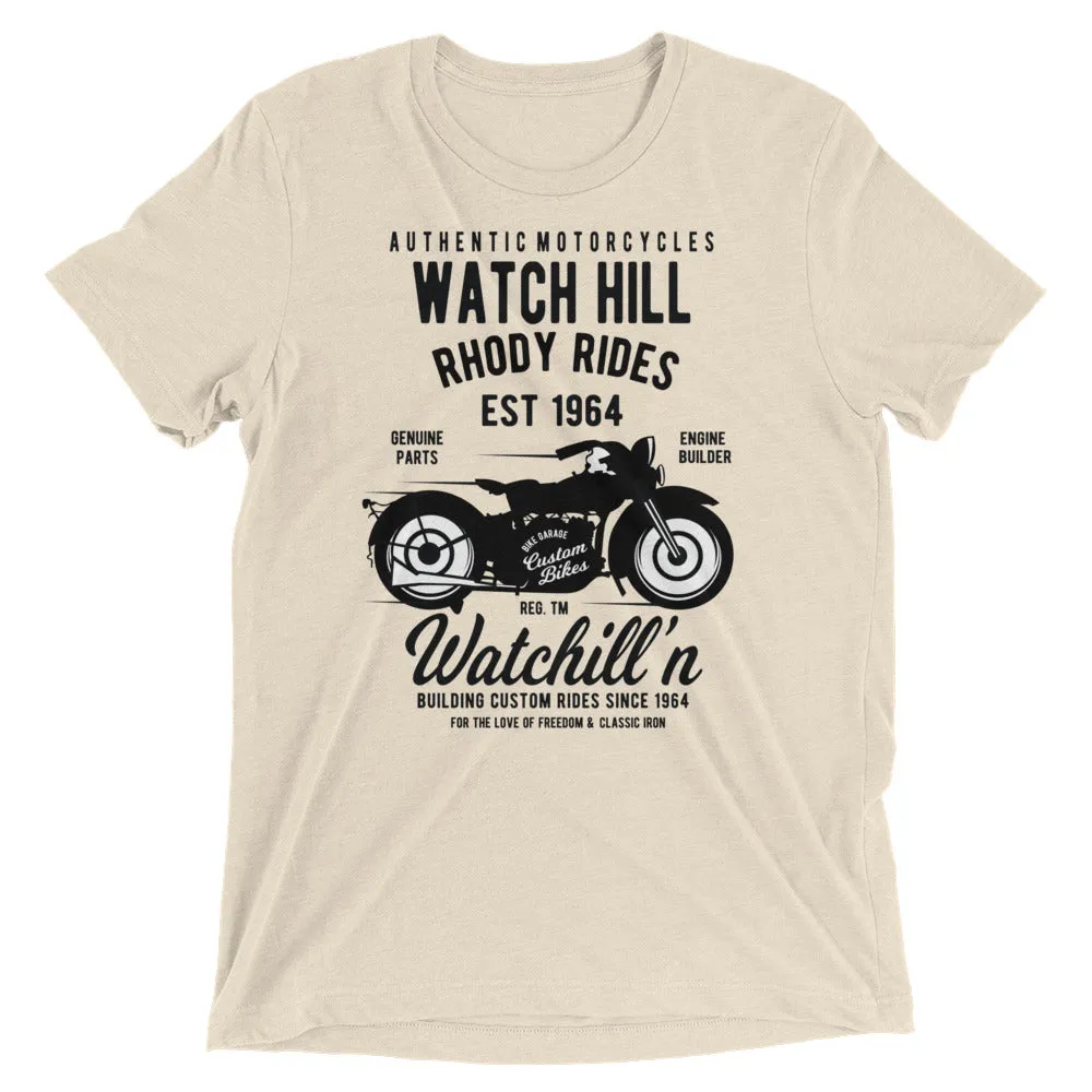 Watchill’n ‘Rhody Rides’ Unisex Short sleeve t-shirt (Black)