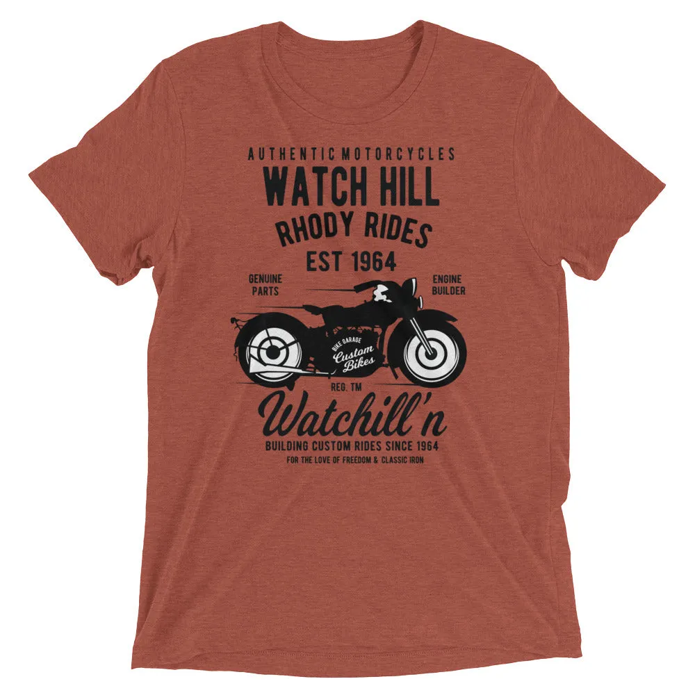 Watchill’n ‘Rhody Rides’ Unisex Short sleeve t-shirt (Black)