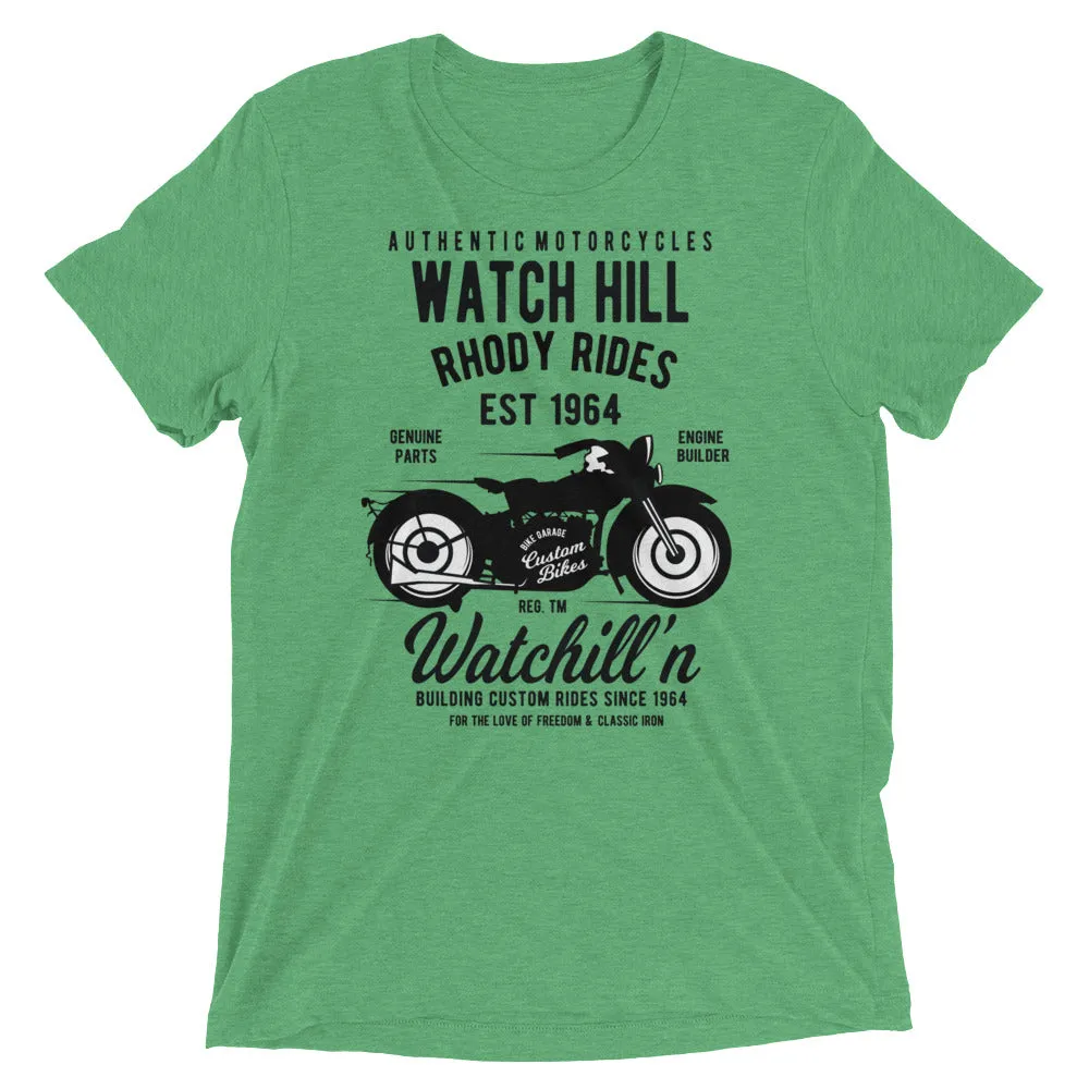 Watchill’n ‘Rhody Rides’ Unisex Short sleeve t-shirt (Black)