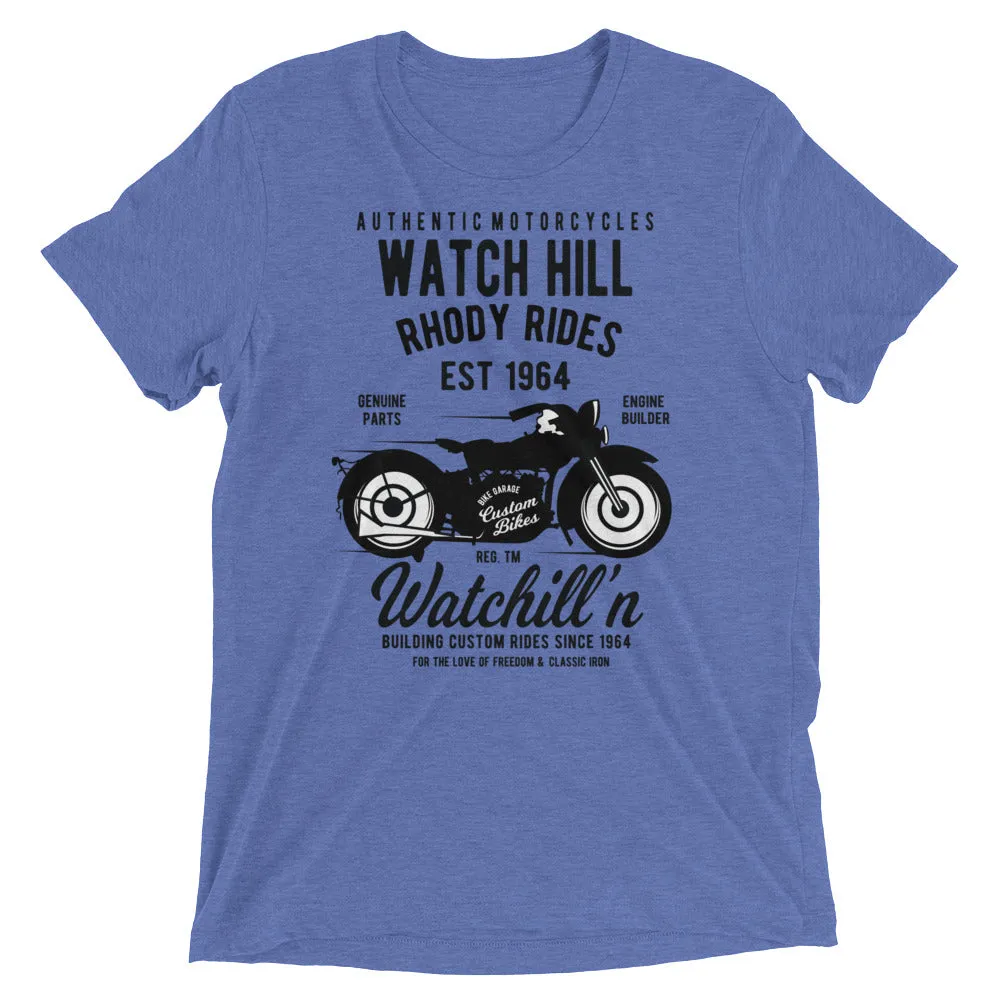 Watchill’n ‘Rhody Rides’ Unisex Short sleeve t-shirt (Black)