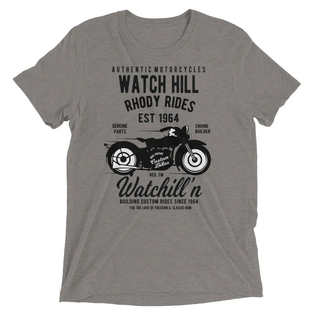 Watchill’n ‘Rhody Rides’ Unisex Short sleeve t-shirt (Black)