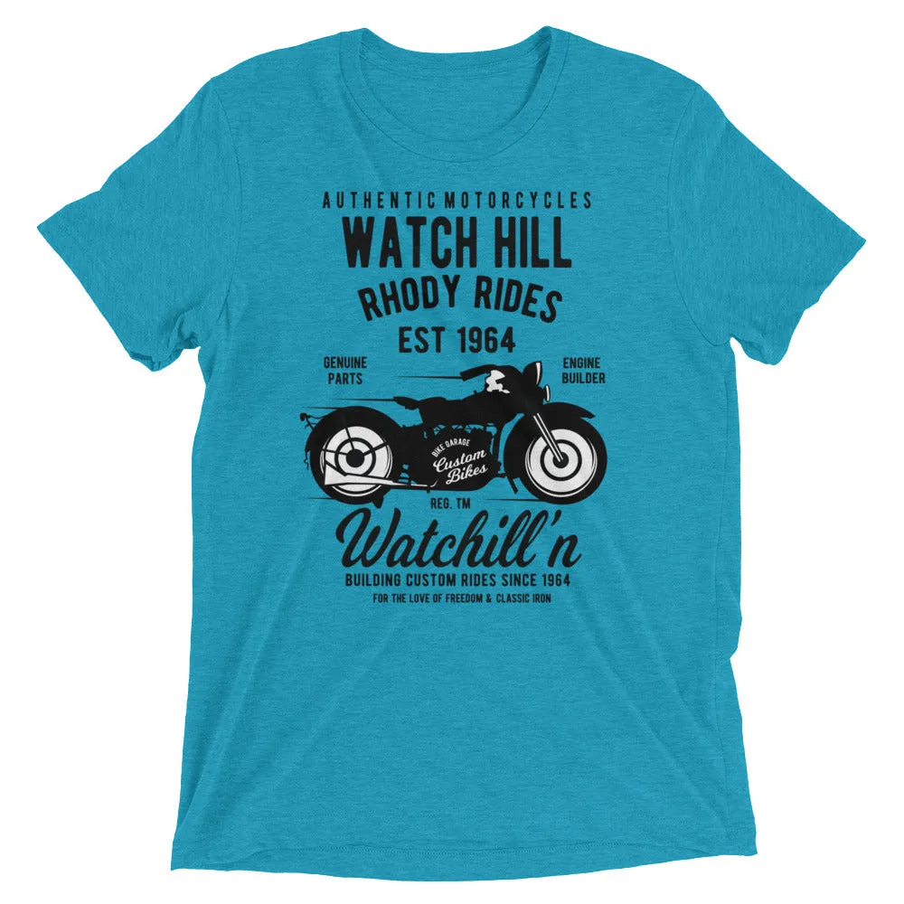 Watchill’n ‘Rhody Rides’ Unisex Short sleeve t-shirt (Black)