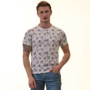 White With Black Printed European Made Premium Quality T-Shirt - Crew Neck Short Sleeve T-Shirts