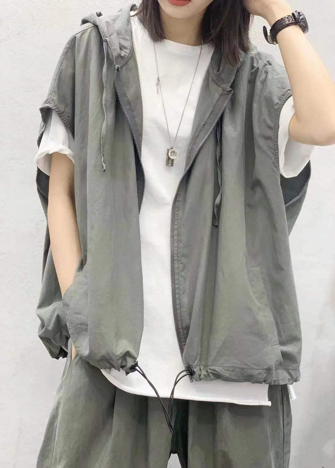 Women Linen Drawstring Leisure Fall Jacket