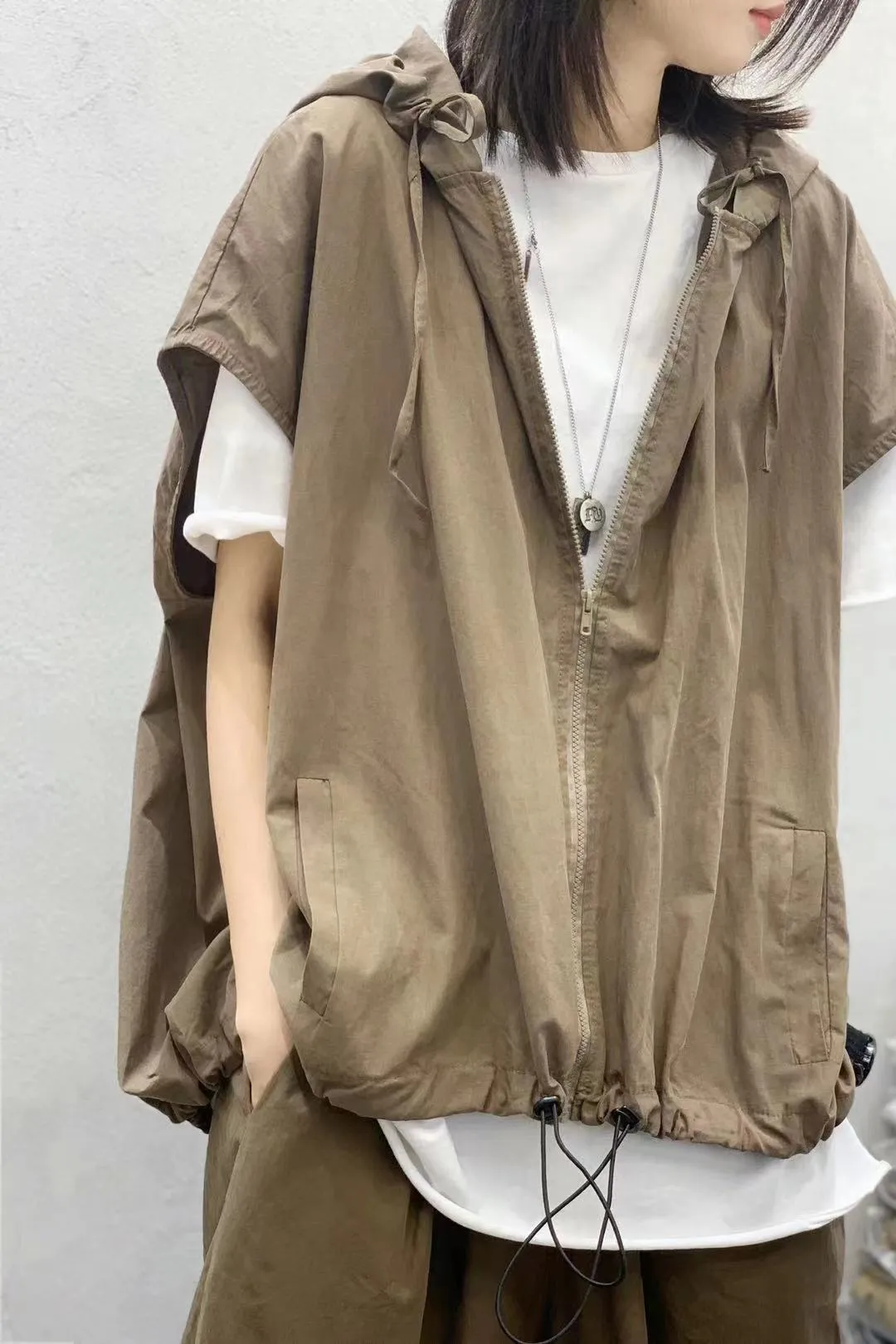 Women Linen Drawstring Leisure Fall Jacket