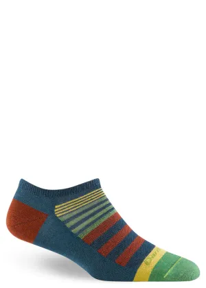 Women's Dark Teal Beachcomber Stripe Wool Ankle Socks