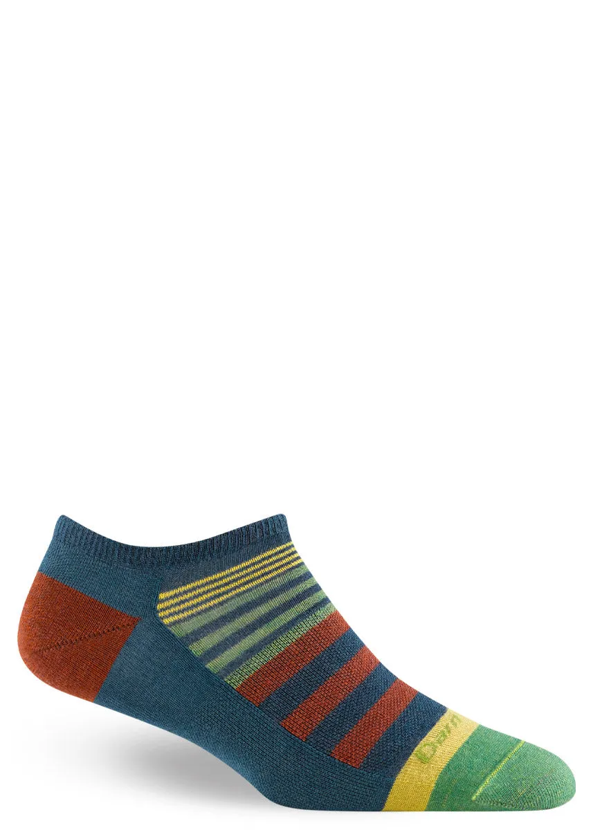 Women's Dark Teal Beachcomber Stripe Wool Ankle Socks