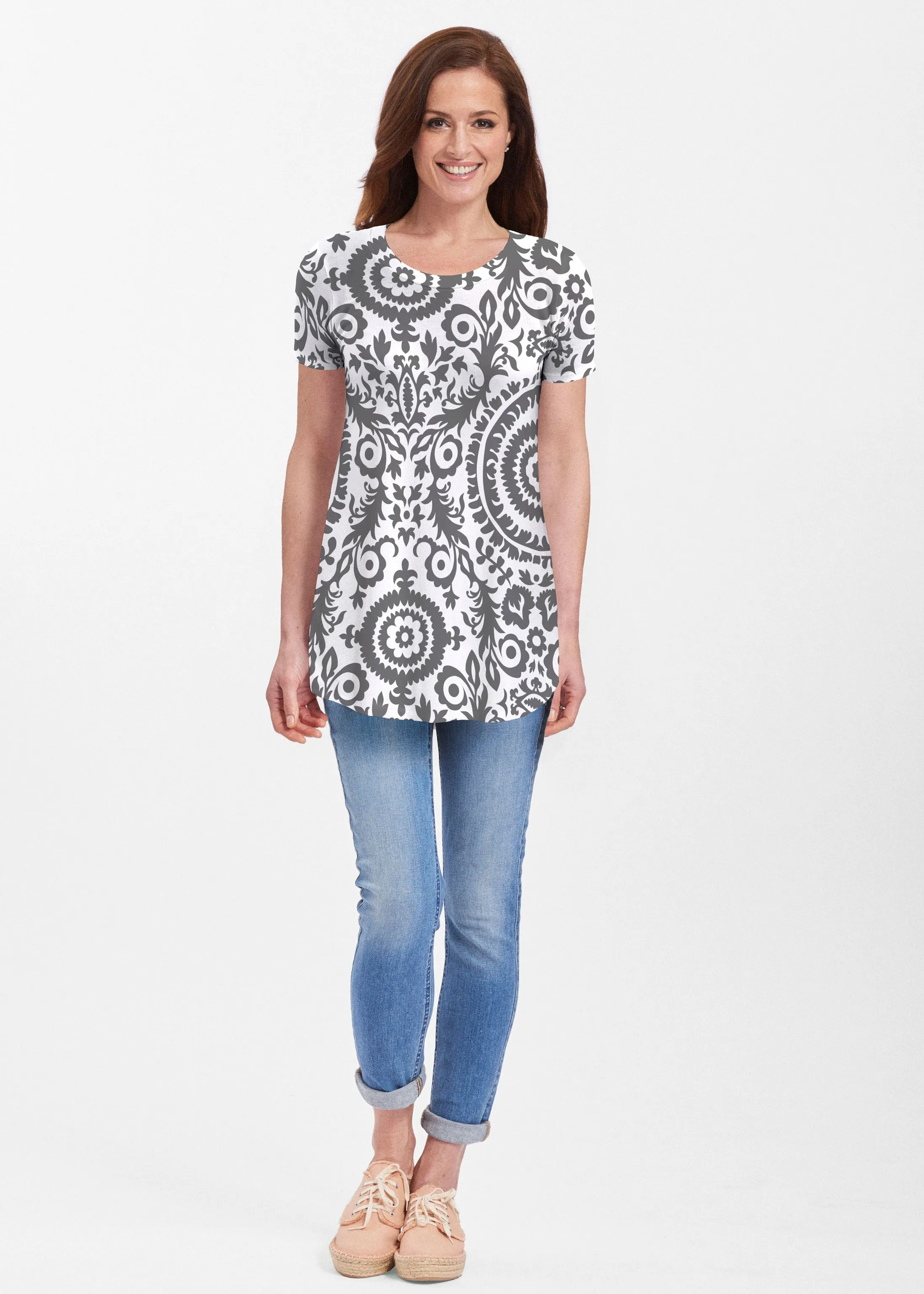 World of Swirls (14265) ~ Short Sleeve Butterknit tunic