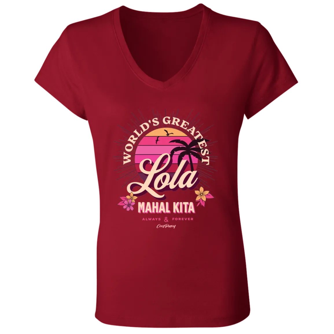 Worlds Greatest Lola Ladies Jersey V-Neck T-Shirt